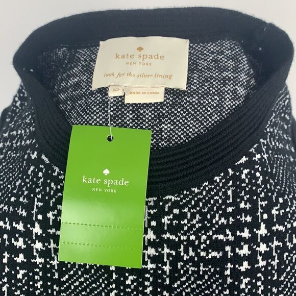 Kate Spade NWT black plaid knit fit flare dress - Picture 8 of 11